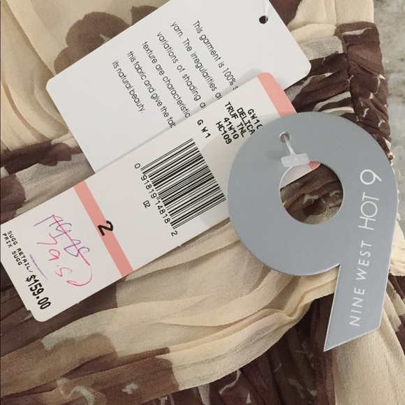 NWT Nine West silk floral beige dress size 2 - Picture 9 of 9